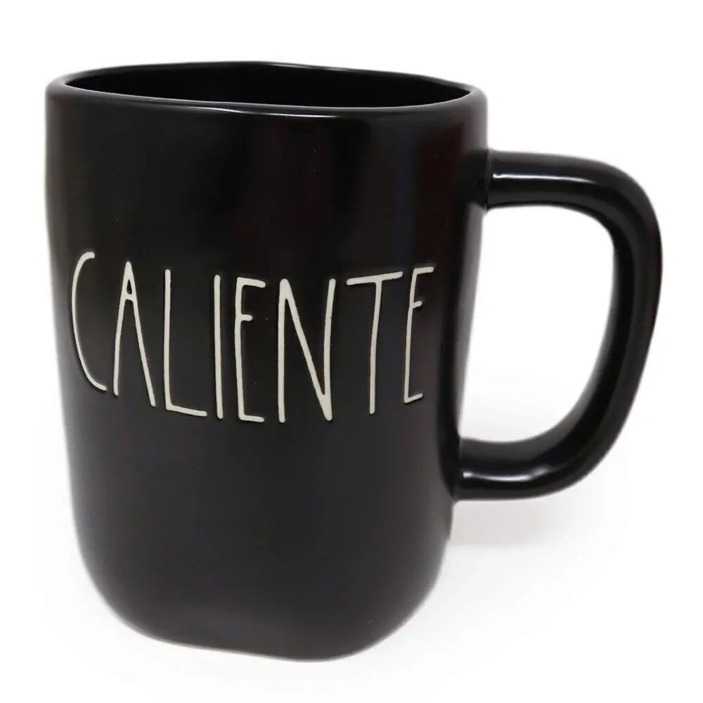 Rae Dunn Artisan Collection by Magenta Black White Lettering Caliente Coffee Mug